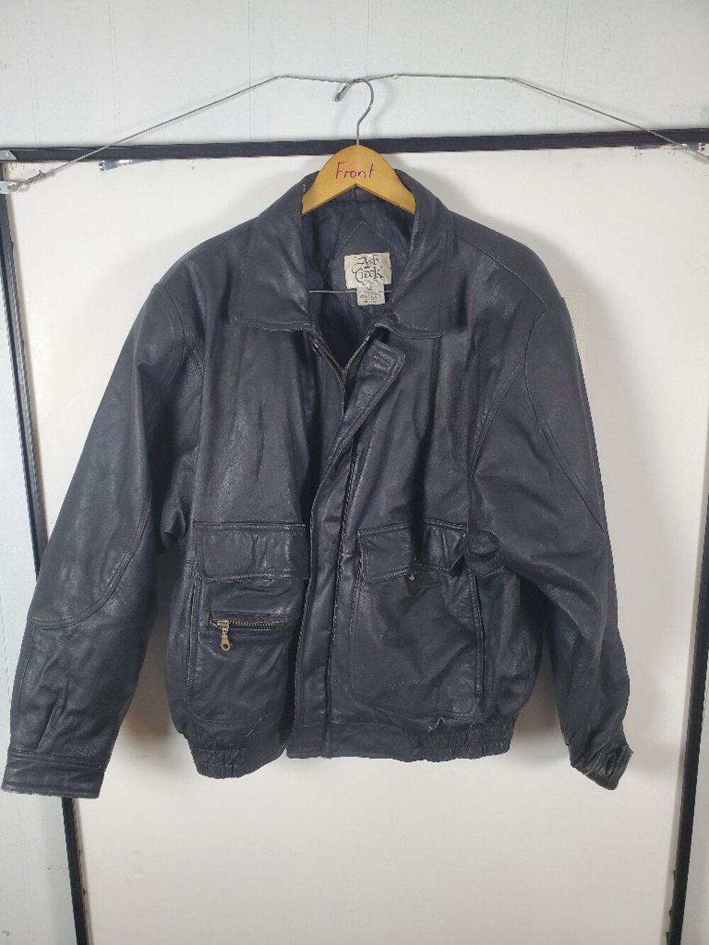 Ash Creek Trading Black Quilted Lined Leather Jacket - Men's Size L
